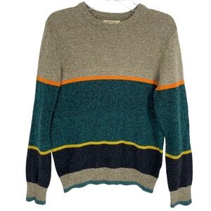 O'Hanlon Mills Colorblock w/Stripes Wool Blend Preppy Collegiate Sweater - Sz S